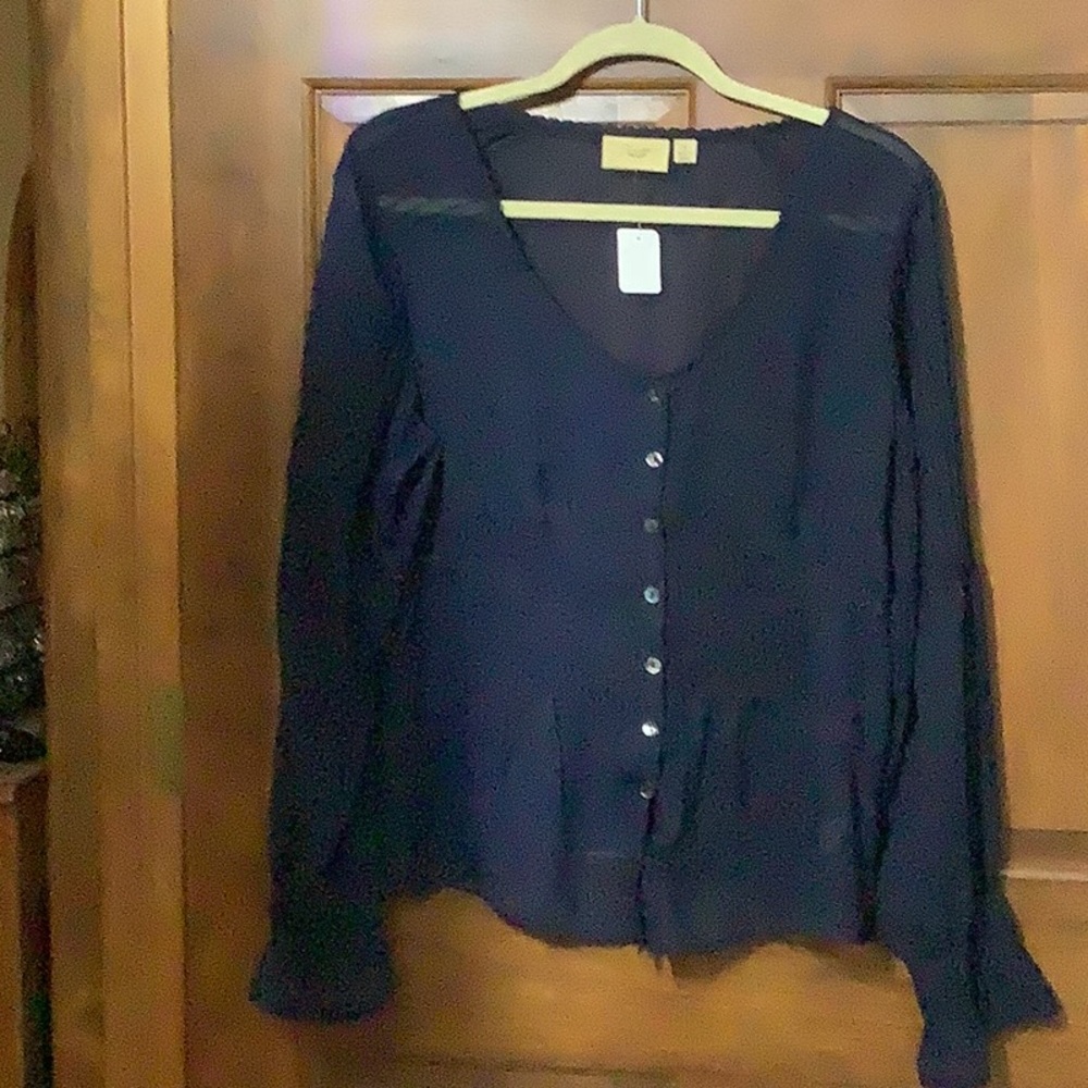 Elegant Blue Button-Up Women's Top